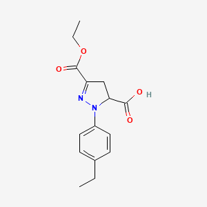 molecular formula C15H18N2O4 B6345289 3-(Ethoxycarbonyl)-1-(4-ethylphenyl)-4,5-dihydro-1H-pyrazole-5-carboxylic acid CAS No. 1264045-13-7