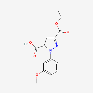 molecular formula C14H16N2O5 B6345298 3-(Ethoxycarbonyl)-1-(3-methoxyphenyl)-4,5-dihydro-1H-pyrazole-5-carboxylic acid CAS No. 1264045-28-4