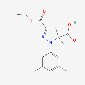 molecular formula C16H20N2O4 B6345303 1-(3,5-Dimethylphenyl)-3-(ethoxycarbonyl)-5-methyl-4,5-dihydro-1H-pyrazole-5-carboxylic acid CAS No. 1264042-80-9