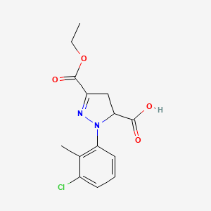 molecular formula C14H15ClN2O4 B6345308 1-(3-Chloro-2-methylphenyl)-3-(ethoxycarbonyl)-4,5-dihydro-1H-pyrazole-5-carboxylic acid CAS No. 1264042-79-6