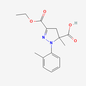 molecular formula C15H18N2O4 B6345311 3-(Ethoxycarbonyl)-5-methyl-1-(2-methylphenyl)-4,5-dihydro-1H-pyrazole-5-carboxylic acid CAS No. 1264045-32-0