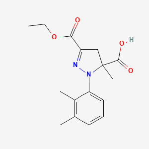 molecular formula C16H20N2O4 B6345332 1-(2,3-Dimethylphenyl)-3-(ethoxycarbonyl)-5-methyl-4,5-dihydro-1H-pyrazole-5-carboxylic acid CAS No. 1264048-90-9