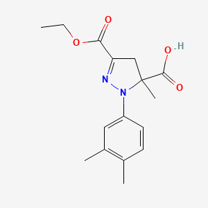 1-(3,4-Dimethylphenyl)-3-(ethoxycarbonyl)-5-methyl-4,5-dihydro-1H-pyrazole-5-carboxylic acid