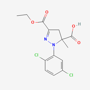 molecular formula C14H14Cl2N2O4 B6345373 1-(2,5-Dichlorophenyl)-3-(ethoxycarbonyl)-5-methyl-4,5-dihydro-1H-pyrazole-5-carboxylic acid CAS No. 1264050-61-4