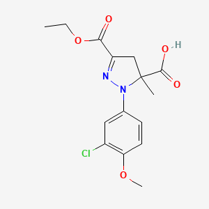 molecular formula C15H17ClN2O5 B6345403 1-(3-Chloro-4-methoxyphenyl)-3-(ethoxycarbonyl)-5-methyl-4,5-dihydro-1H-pyrazole-5-carboxylic acid CAS No. 1264050-63-6