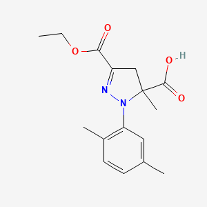 1-(2,5-Dimethylphenyl)-3-(ethoxycarbonyl)-5-methyl-4,5-dihydro-1H-pyrazole-5-carboxylic acid