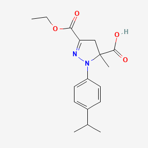 molecular formula C17H22N2O4 B6345419 3-(Ethoxycarbonyl)-5-methyl-1-[4-(propan-2-yl)phenyl]-4,5-dihydro-1H-pyrazole-5-carboxylic acid CAS No. 1264043-63-1