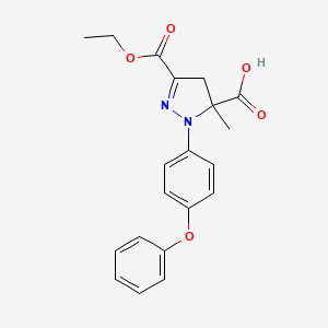 molecular formula C20H20N2O5 B6345426 3-(Ethoxycarbonyl)-5-methyl-1-(4-phenoxyphenyl)-4,5-dihydro-1H-pyrazole-5-carboxylic acid CAS No. 1264044-02-1