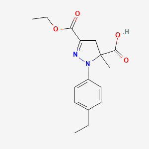 molecular formula C16H20N2O4 B6345454 3-(Ethoxycarbonyl)-1-(4-ethylphenyl)-5-methyl-4,5-dihydro-1H-pyrazole-5-carboxylic acid CAS No. 1264041-94-2