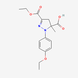 molecular formula C16H20N2O5 B6345468 3-(Ethoxycarbonyl)-1-(4-ethoxyphenyl)-5-methyl-4,5-dihydro-1H-pyrazole-5-carboxylic acid CAS No. 1264041-92-0