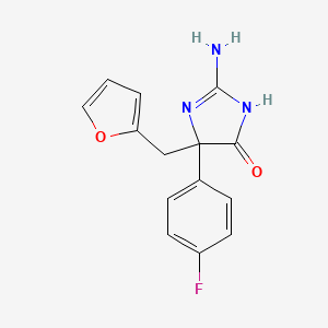 molecular formula C14H12FN3O2 B6345588 2-Amino-5-(4-fluorophenyl)-5-(furan-2-ylmethyl)-4,5-dihydro-1H-imidazol-4-one CAS No. 1354919-36-0
