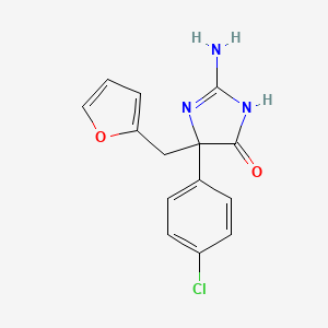 molecular formula C14H12ClN3O2 B6345750 2-Amino-5-(4-chlorophenyl)-5-(furan-2-ylmethyl)-4,5-dihydro-1H-imidazol-4-one CAS No. 1354916-27-0