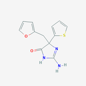 molecular formula C12H11N3O2S B6345762 2-Amino-5-(furan-2-ylmethyl)-5-(thiophen-2-yl)-4,5-dihydro-1H-imidazol-4-one CAS No. 1354917-71-7