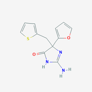 molecular formula C12H11N3O2S B6345848 2-Amino-5-(furan-2-yl)-5-(thiophen-2-ylmethyl)-4,5-dihydro-1H-imidazol-4-one CAS No. 1354915-29-9