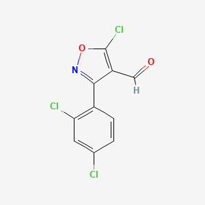molecular formula C10H4Cl3NO2 B6346102 5-氯-3-(2,4-二氯苯基)-1,2-恶唑-4-甲醛 CAS No. 1188228-87-6