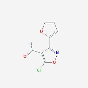 molecular formula C8H4ClNO3 B6346121 5-Chloro-3-(furan-2-yl)-1,2-oxazole-4-carbaldehyde CAS No. 1354940-13-8