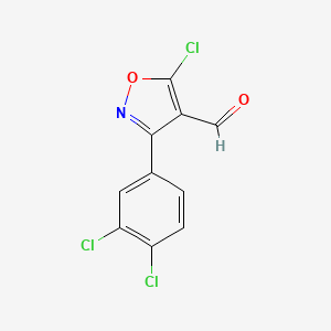 molecular formula C10H4Cl3NO2 B6346129 5-Chloro-3-(3,4-dichlorophenyl)-1,2-oxazole-4-carbaldehyde CAS No. 1188051-42-4