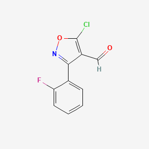 molecular formula C10H5ClFNO2 B6346133 5-Chloro-3-(2-fluorophenyl)-1,2-oxazole-4-carbaldehyde CAS No. 1188135-55-8