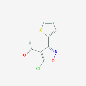 molecular formula C8H4ClNO2S B6346137 5-Chloro-3-(thiophen-2-yl)-1,2-oxazole-4-carbaldehyde CAS No. 1354932-86-7