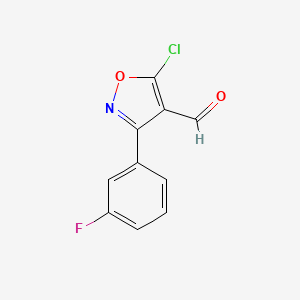 molecular formula C10H5ClFNO2 B6346154 5-Chloro-3-(3-fluorophenyl)-1,2-oxazole-4-carbaldehyde CAS No. 1188031-90-4