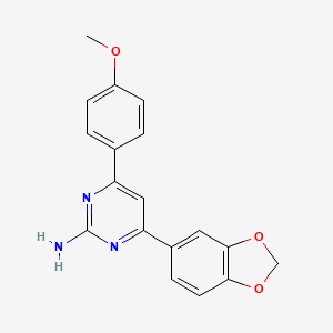 molecular formula C18H15N3O3 B6346838 4-(2H-1,3-Benzodioxol-5-yl)-6-(4-methoxyphenyl)pyrimidin-2-amine CAS No. 1354924-26-7