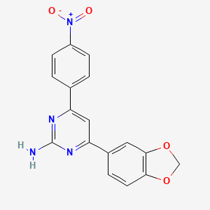molecular formula C17H12N4O4 B6346924 4-(2H-1,3-Benzodioxol-5-yl)-6-(4-nitrophenyl)pyrimidin-2-amine CAS No. 1354918-25-4