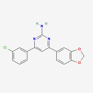 molecular formula C17H12ClN3O2 B6347026 4-(2H-1,3-Benzodioxol-5-yl)-6-(3-chlorophenyl)pyrimidin-2-amine CAS No. 1354918-67-4