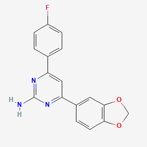 molecular formula C17H12FN3O2 B6347195 4-(2H-1,3-Benzodioxol-5-yl)-6-(4-fluorophenyl)pyrimidin-2-amine CAS No. 1354925-30-6