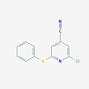 molecular formula C12H7ClN2S B6347245 2-Chloro-6-(phenylthio)isonicotinonitrile CAS No. 266337-46-6