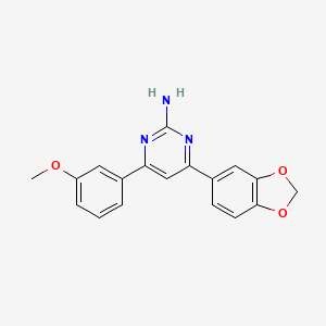 molecular formula C18H15N3O3 B6347481 4-(2H-1,3-Benzodioxol-5-yl)-6-(3-methoxyphenyl)pyrimidin-2-amine CAS No. 1354922-78-3