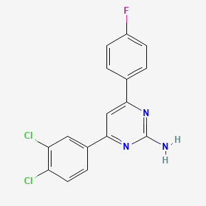 molecular formula C16H10Cl2FN3 B6347567 4-(3,4-Dichlorophenyl)-6-(4-fluorophenyl)pyrimidin-2-amine CAS No. 1354926-20-7