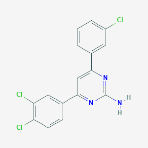 molecular formula C16H10Cl3N3 B6347587 4-(3-Chlorophenyl)-6-(3,4-dichlorophenyl)pyrimidin-2-amine CAS No. 1354932-24-3