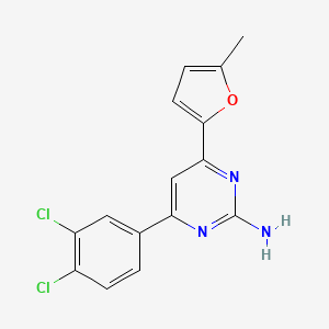 molecular formula C15H11Cl2N3O B6347590 4-(3,4-Dichlorophenyl)-6-(5-methylfuran-2-yl)pyrimidin-2-amine CAS No. 1354922-93-2