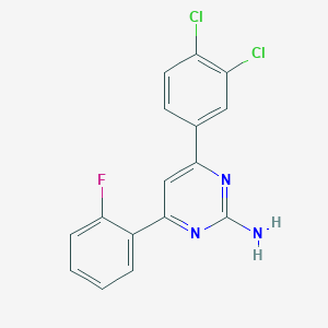 molecular formula C16H10Cl2FN3 B6347598 4-(3,4-Dichlorophenyl)-6-(2-fluorophenyl)pyrimidin-2-amine CAS No. 1354926-76-3