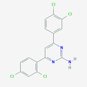 molecular formula C16H9Cl4N3 B6347626 4-(2,4-Dichlorophenyl)-6-(3,4-dichlorophenyl)pyrimidin-2-amine CAS No. 1354926-24-1