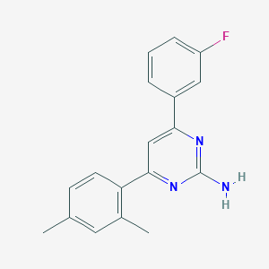 molecular formula C18H16FN3 B6347685 4-(2,4-Dimethylphenyl)-6-(3-fluorophenyl)pyrimidin-2-amine CAS No. 1354923-25-3