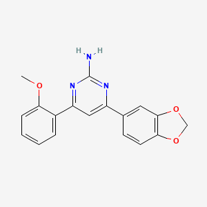 molecular formula C18H15N3O3 B6347863 4-(2H-1,3-Benzodioxol-5-yl)-6-(2-methoxyphenyl)pyrimidin-2-amine CAS No. 1354916-36-1