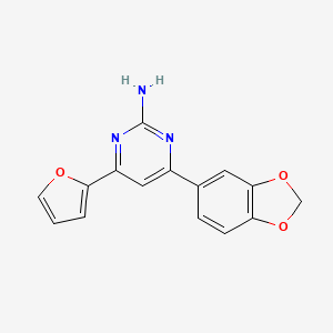 molecular formula C15H11N3O3 B6348196 4-(2H-1,3-Benzodioxol-5-yl)-6-(furan-2-yl)pyrimidin-2-amine CAS No. 1354924-52-9