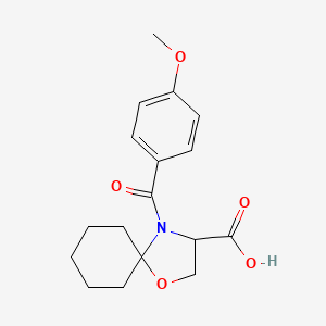 molecular formula C17H21NO5 B6348223 4-(4-Methoxybenzoyl)-1-oxa-4-azaspiro[4.5]decane-3-carboxylic acid CAS No. 1326811-23-7