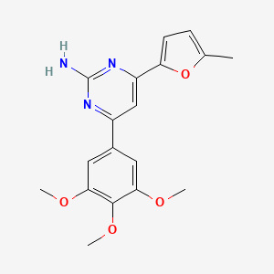 molecular formula C18H19N3O4 B6348237 4-(5-Methylfuran-2-yl)-6-(3,4,5-trimethoxyphenyl)pyrimidin-2-amine CAS No. 1354924-08-5