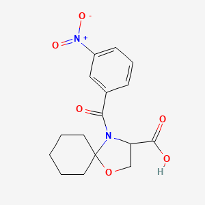 molecular formula C16H18N2O6 B6348245 4-(3-Nitrobenzoyl)-1-oxa-4-azaspiro[4.5]decane-3-carboxylic acid CAS No. 1326814-68-9