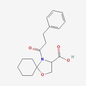 molecular formula C18H23NO4 B6348250 4-(3-Phenylpropanoyl)-1-oxa-4-azaspiro[4.5]decane-3-carboxylic acid CAS No. 1326810-32-5