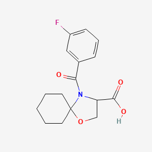 molecular formula C16H18FNO4 B6348271 4-(3-Fluorobenzoyl)-1-oxa-4-azaspiro[4.5]decane-3-carboxylic acid CAS No. 1326813-79-9