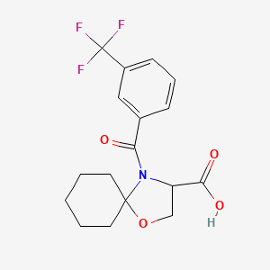 molecular formula C17H18F3NO4 B6348278 4-[3-(Trifluoromethyl)benzoyl]-1-oxa-4-azaspiro[4.5]decane-3-carboxylic acid CAS No. 1326814-29-2