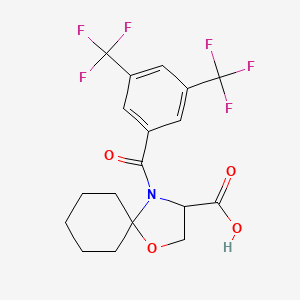 molecular formula C18H17F6NO4 B6348295 4-[3,5-Bis(trifluoromethyl)benzoyl]-1-oxa-4-azaspiro[4.5]decane-3-carboxylic acid CAS No. 1326811-89-5