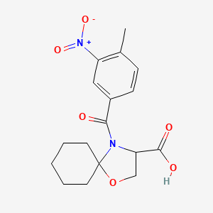 molecular formula C17H20N2O6 B6348315 4-(4-Methyl-3-nitrobenzoyl)-1-oxa-4-azaspiro[4.5]decane-3-carboxylic acid CAS No. 1326810-03-0