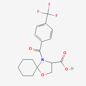 molecular formula C17H18F3NO4 B6348335 4-[4-(Trifluoromethyl)benzoyl]-1-oxa-4-azaspiro[4.5]decane-3-carboxylic acid CAS No. 1326814-38-3