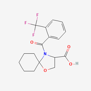 molecular formula C17H18F3NO4 B6348403 4-[2-(Trifluoromethyl)benzoyl]-1-oxa-4-azaspiro[4.5]decane-3-carboxylic acid CAS No. 1326812-11-6