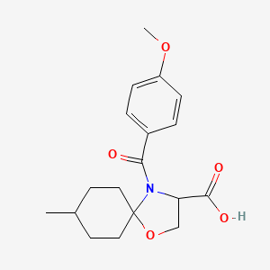 molecular formula C18H23NO5 B6348410 4-(4-Methoxybenzoyl)-8-methyl-1-oxa-4-azaspiro[4.5]decane-3-carboxylic acid CAS No. 1326813-56-2