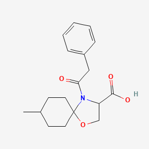 molecular formula C18H23NO4 B6348431 8-Methyl-4-(2-phenylacetyl)-1-oxa-4-azaspiro[4.5]decane-3-carboxylic acid CAS No. 1326814-15-6